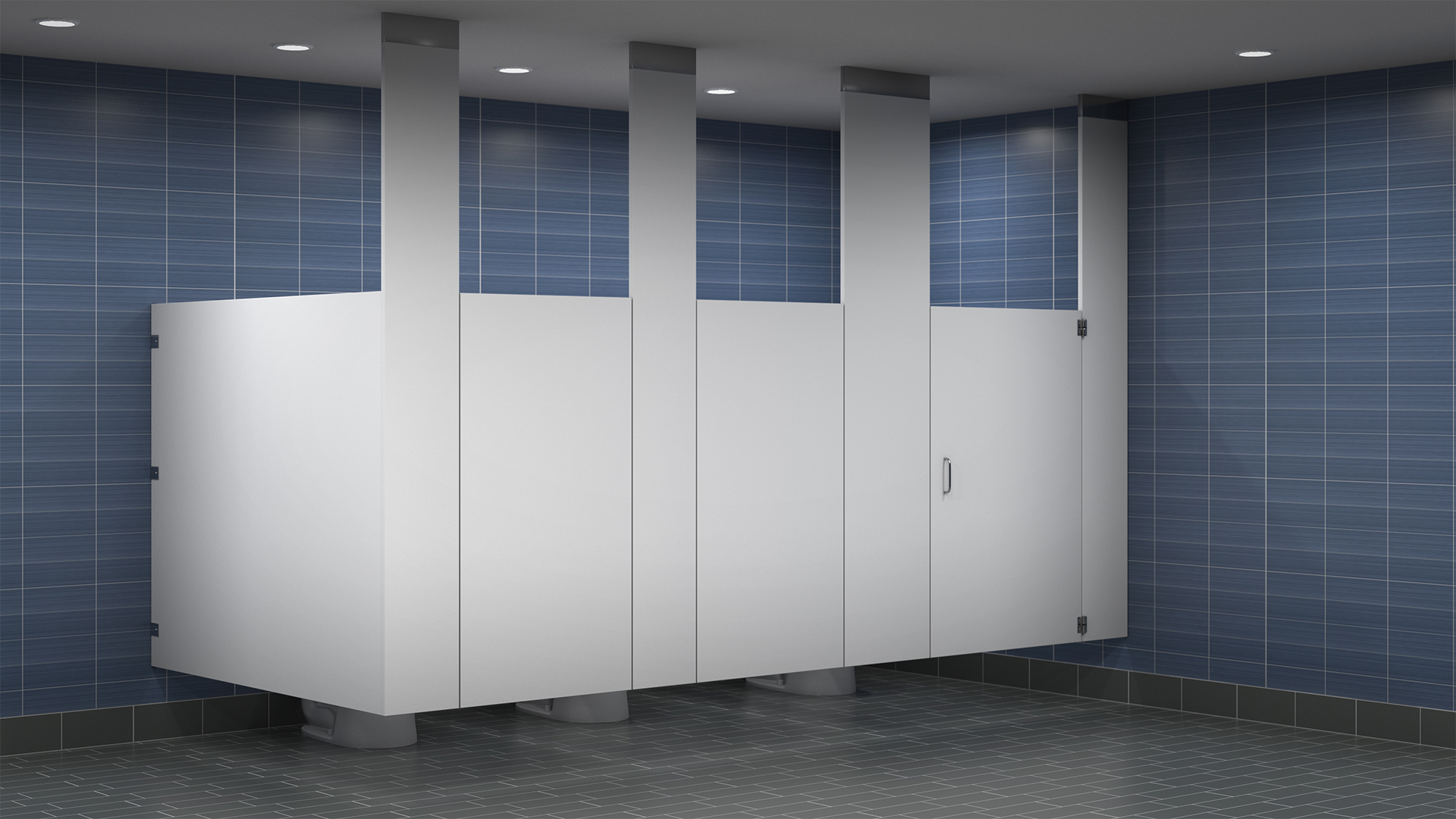 Bobrick SierraSeries Ceiling Hung Toilet Partitions sold by J. Laurenzo Specialties
