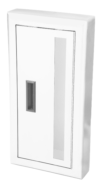 Ambassador Series Steel Cabinet with Vertical Acrylic Window, 4" Rolled Trim, Semi-Recessed 6" Depth