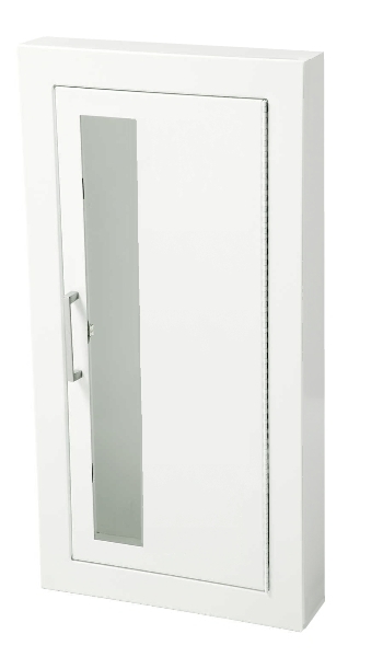 Ambassador Series Steel Cabinet with Vertical Acrylic Window & 1.5" Square Trim, Semi-Recessed 5.5" Depth