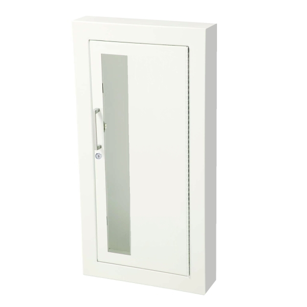 Ambassador Series Steel Cabinet with Vertical Acrylic Window, 1.5" Square Trim & SAF-T-LOK, Semi-Recessed 6" Depth