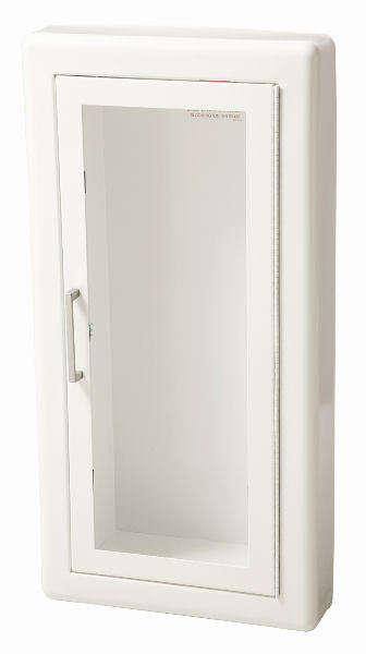 Ambassador Series Steel Cabinet with Full Clear Acrylic Window, 2 1/2" Rolled Trim, Semi-recessed, 7.75" Depth.