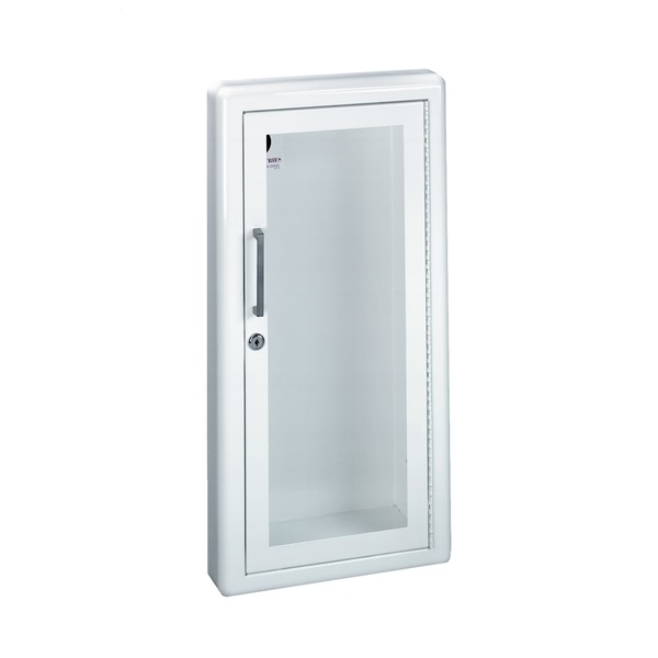 Ambassador Series Steel Cabinet with Full Clear Acrylic Window, 3" Rolled Trim & SAF-T-LOK, Semi-Recessed 5.5" Depth