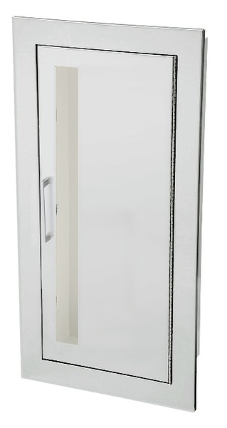 Academy Series Aluminum Cabinet with Vertical Acrylic Window & Flat Trim, Fully Recessed, 5.5" Depth