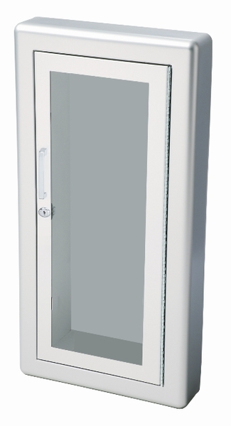 Academy Series Aluminum Cabinet with Full Clear Acrylic Window, 3" Rolled Trim & SAF-T-LOK, Semi-Recessed, 6" Depth