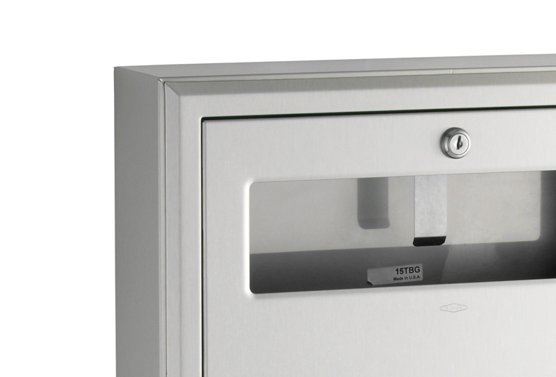 Surface-Mounted, Seat-Cover Dispenser, Sanitary Napkin Disposal and Toilet Tissue Dispenser