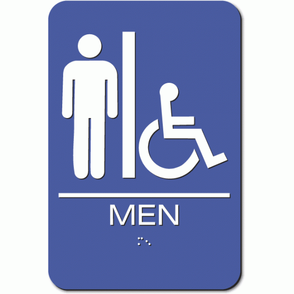 MEN Accessible Restroom Sign - Blue