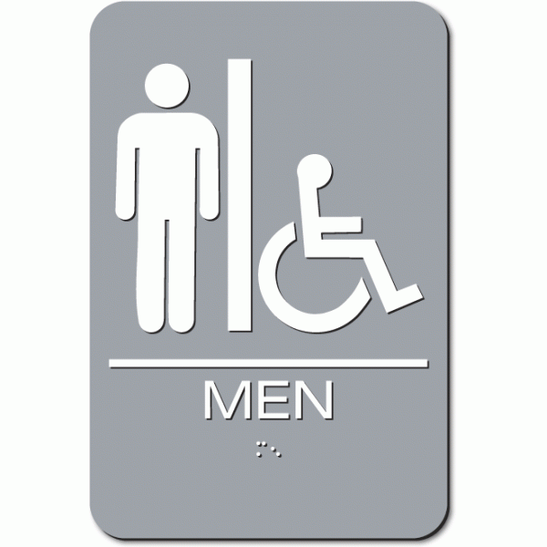 MEN Accessible Restroom Sign - Gray