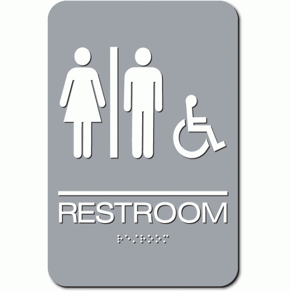 UNISEX/FAMILY Accessible Restroom Sign - Gray
